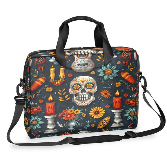 Herdesigns Gothic Skull Laptop Bag for Women Men, Computer Case Briefcase Messenger Bags, 15-15.6 inch Laptop Sleeve Shoulder Bag