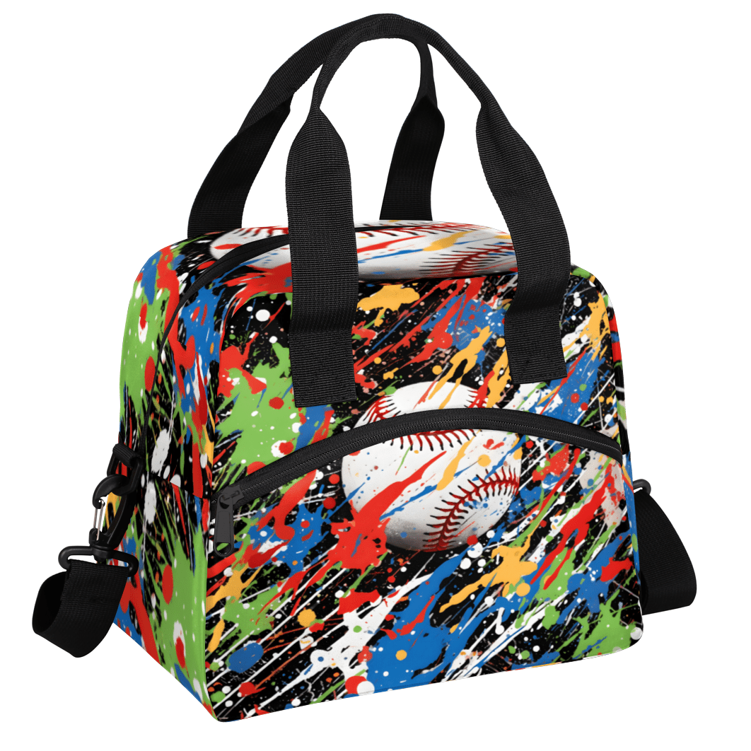 Herdesigns Graffiti Baseball Insulated Lunch Bag for Women Men Adults Large Reusable Lunch Box Softball Sports Leakproof Cooler Tote Bags with Adjustable Shoulder Strap