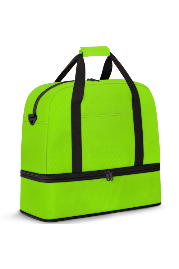 Grass Green Foldable Travel Duffel Bag with Shoe Compartment, Weekend Overnight Carry On Bags for Men Women, Large Sports Gym Luggage