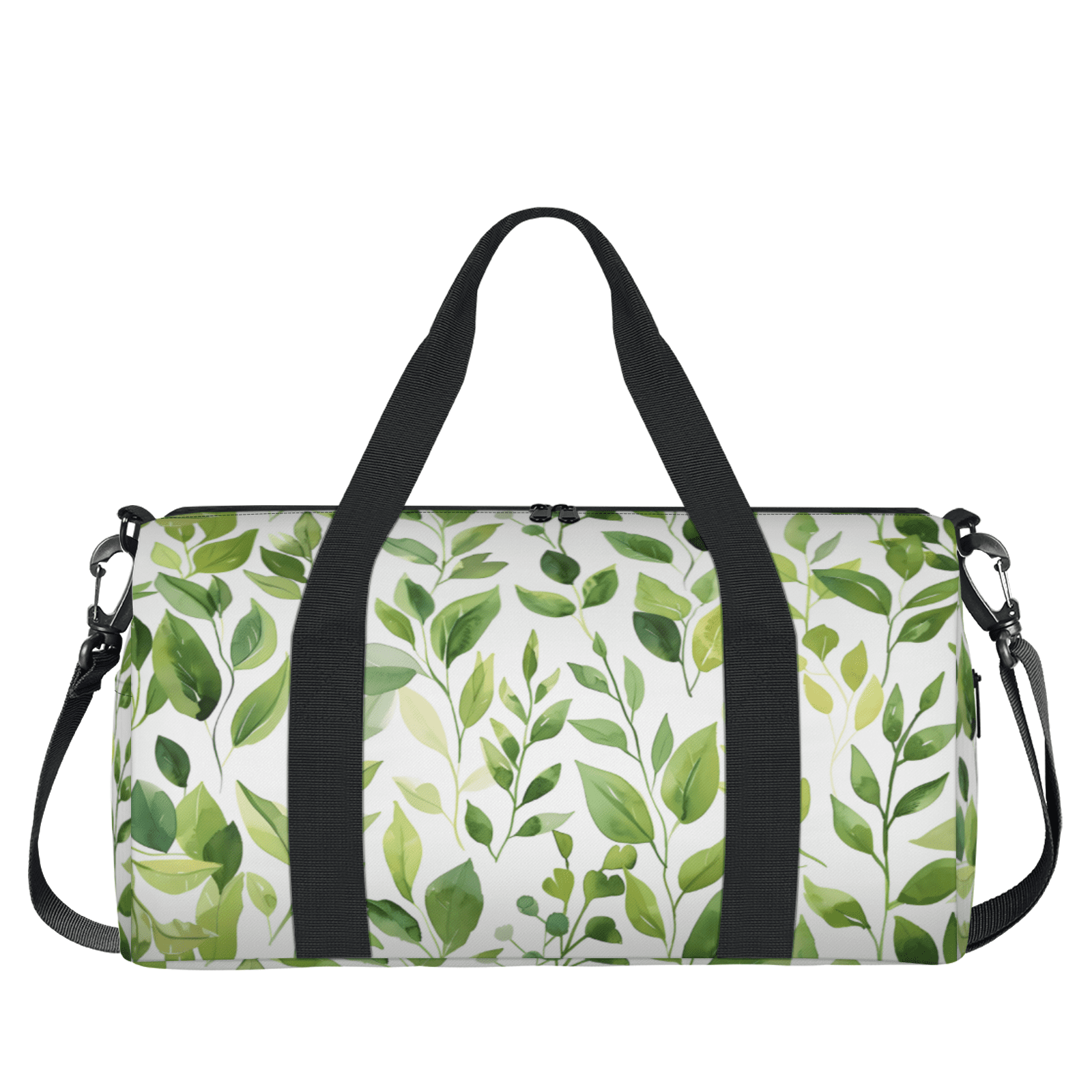 Herdesigns Green Cute Floral Travel Duffle Bag Sports Yoga Weekender Overnight Carry on Workout Bags Lightweight Waterproof Gym Tote Bag for Women
