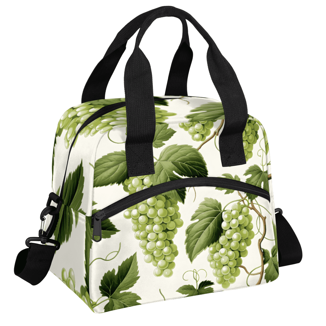 Herdesigns Green Grapes Insulated Lunch Bag for Women Men Adults Large Reusable Lunch Box Fruit Leakproof Cooler Tote Bags with Adjustable Shoulder Strap