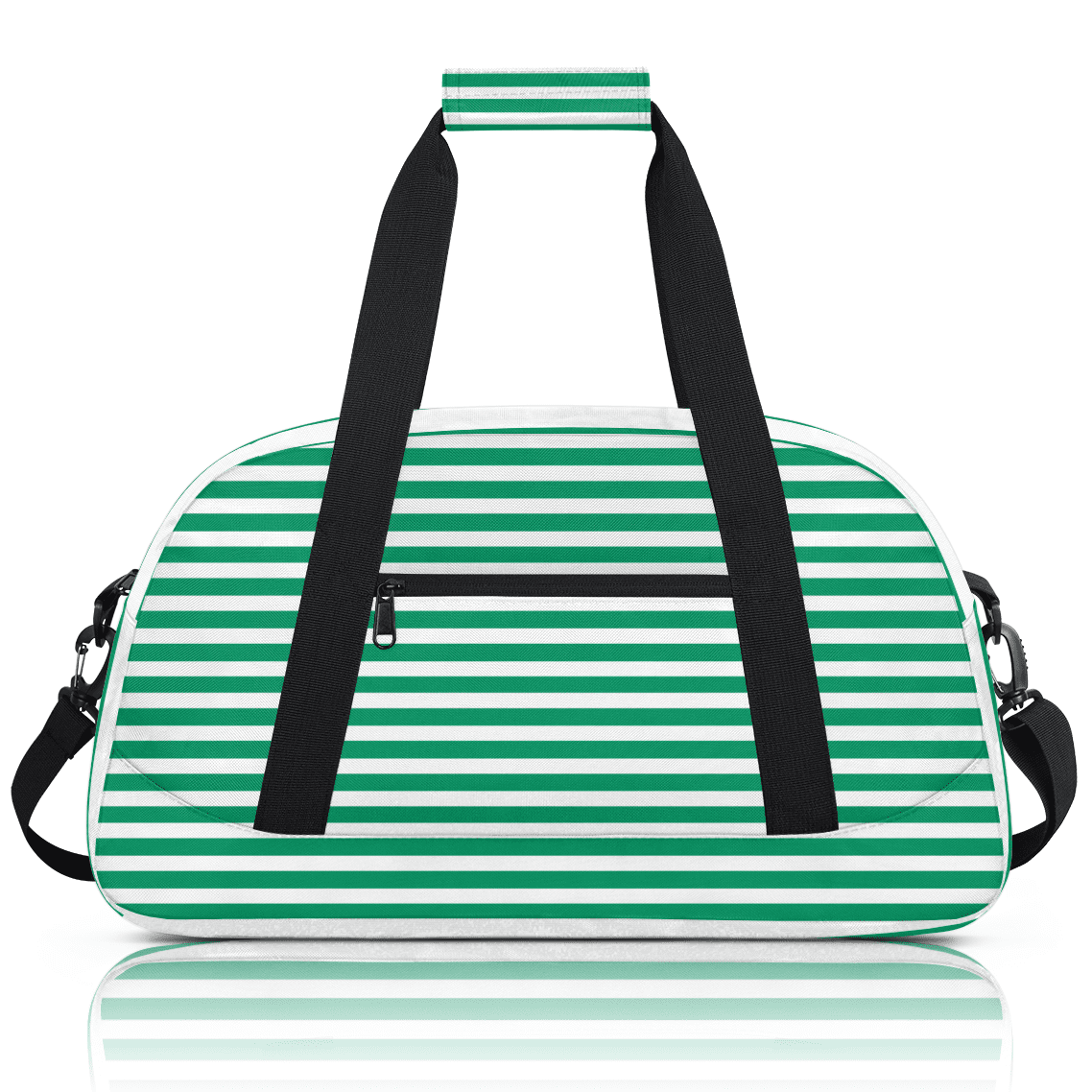 Herdesigns Green Striped Sports Duffle Bag for Women & Men, Gym Bag Dance Bag Overnight Bag Carry On Weekender Travel Bag