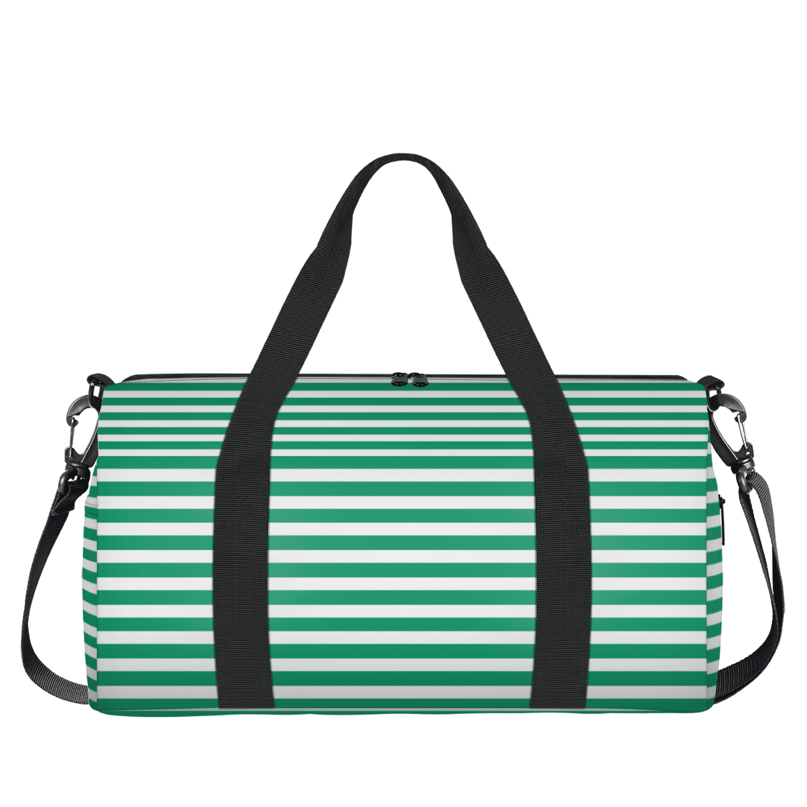 Herdesigns Green Striped Travel Duffle Bag Sports Yoga Weekender Overnight Carry on Workout Bags Lightweight Waterproof Gym Tote Bag for Women