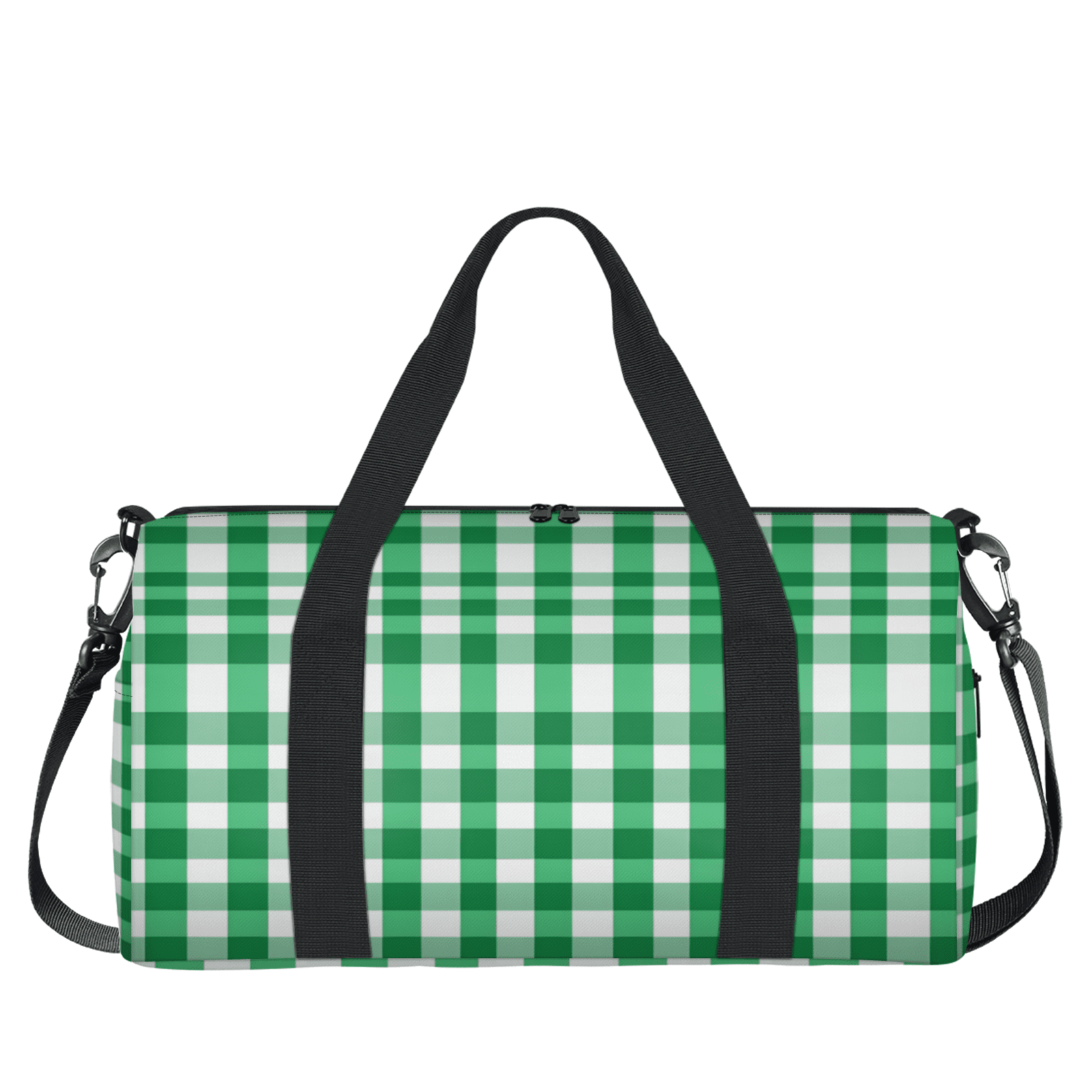 Herdesigns Green and White Checkered Gym Bag for Women, Duffle Bag for Travel Sport, Plaid Design Lightweight Waterproof Carry on Weekender Dance Yoga Workout Bags