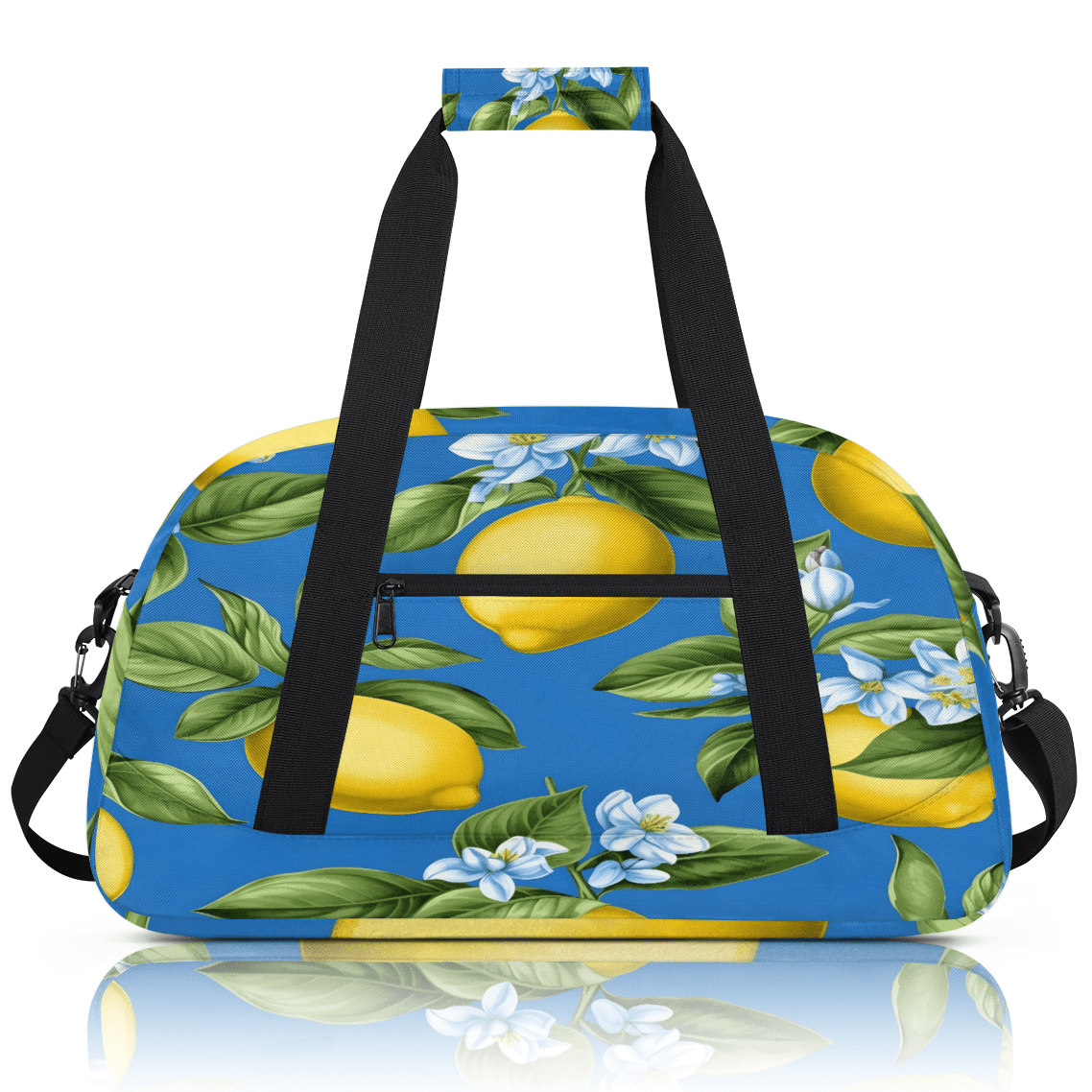 Herdesigns Green Yellow Lemon Sports Duffle Bag for Women & Men, Fruit Gym Bag Dance Bag Overnight Bag Carry On Weekender Travel Bag