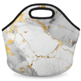 thumbnail image 1 of Herdesigns Grey White Gold Marble Neoprene Lunch Bag, Modern Abstract Insulated Lunch Box for Women Men Washable Lunch Tote Soft Lunch Container With Zipper for Work Picnic Travel, 1 of 7