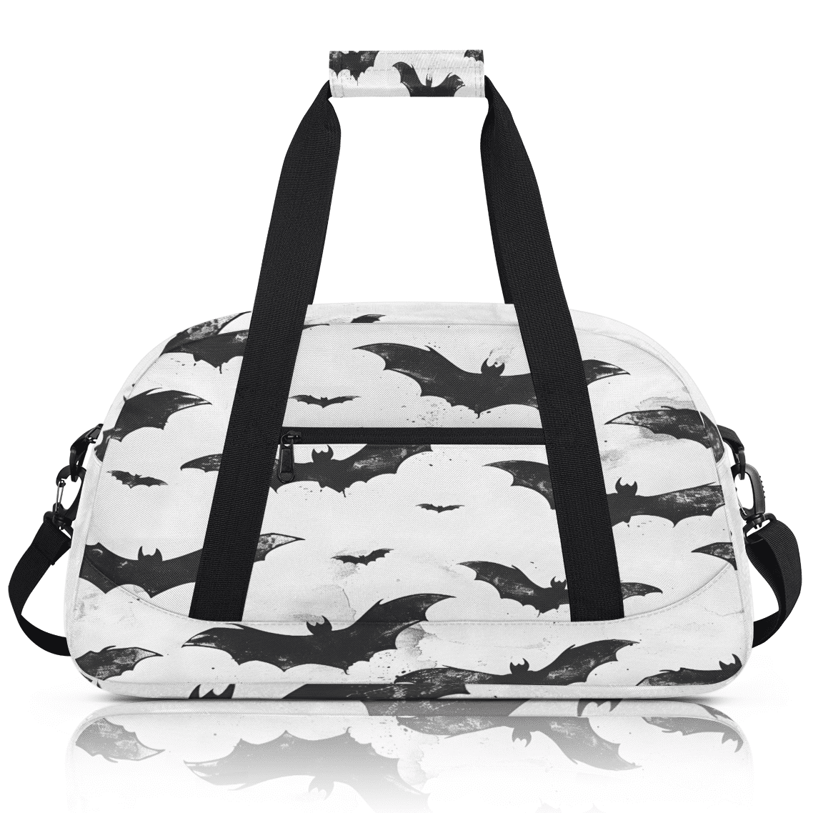 Herdesigns Halloween Bat Sports Duffle Bag for Women & Men, Spooky Bat Gym Bag Dance Bag Overnight Bag Carry On Weekender Travel Bag