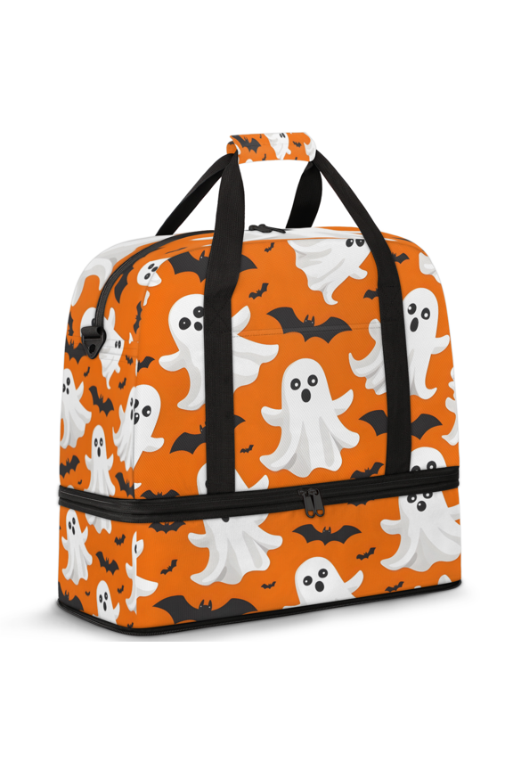 Halloween Ghost Foldable Travel Duffle Bag for Women and Men Lightweight Carry On Overnight Bag Spooky Cute Funny Cartoon Ghosts Gym Luggage Weekender Bags with Shoe Compartment