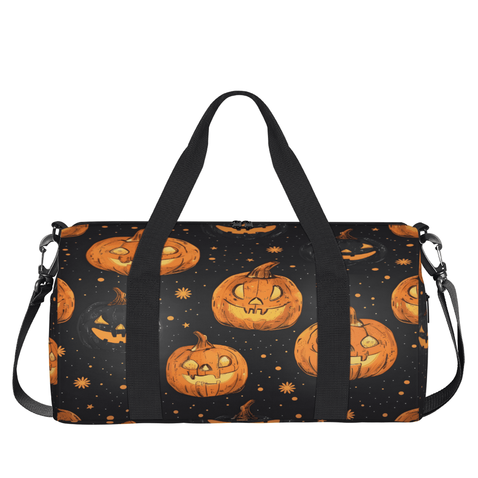 Herdesigns Halloween Gym Bag for Women, Duffle Bag for Travel Sport, Evil Pumpkin Lightweight Waterproof Carry on Weekender Dance Yoga Workout Bags