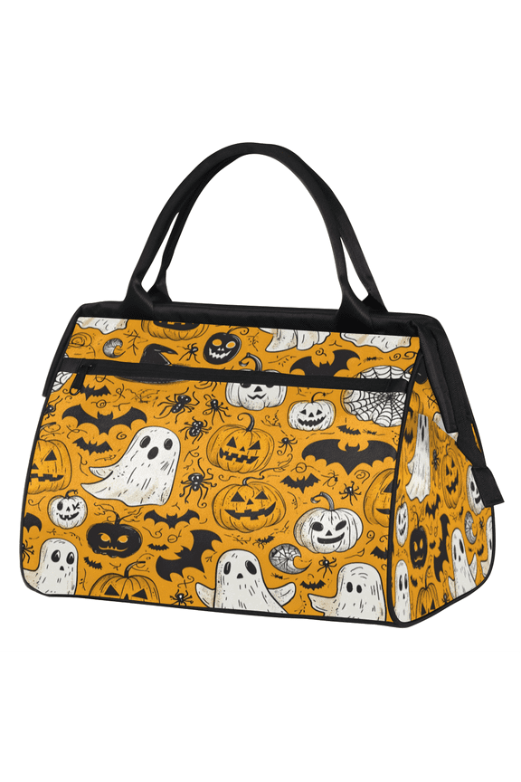 Halloween Overnight Weekender Bag for Women Men Spooky Pumpkins and Ghost Carry On Overnight Travel Duffle Bag Labor Delivery Bag for Hospital