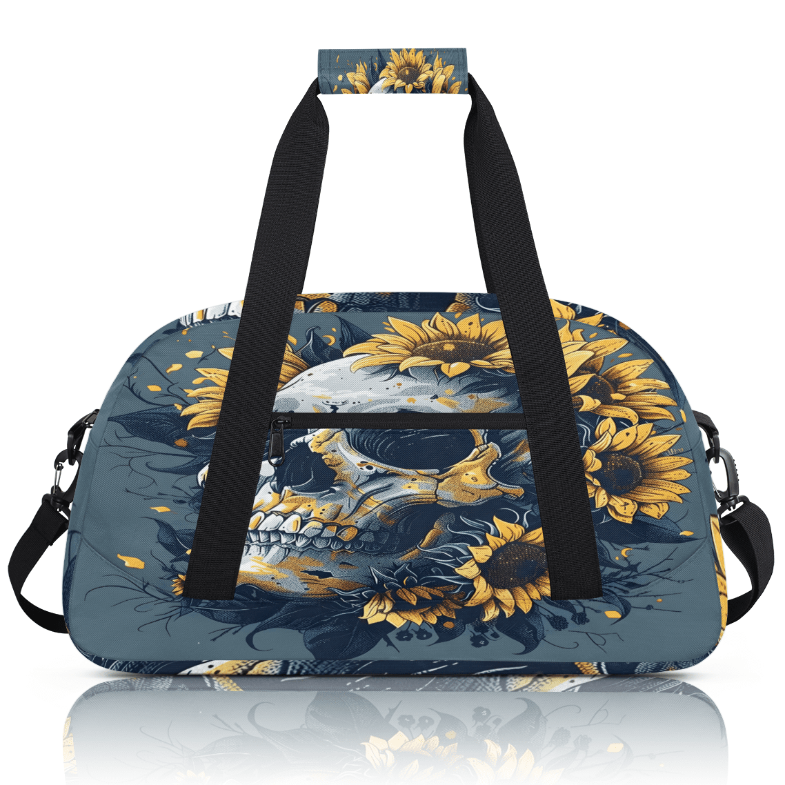 Herdesigns Halloween Skull Sports Duffle Bag for Women & Men, Scary Skeleton Gym Bag Dance Bag Overnight Bag Carry On Weekender Travel Bag