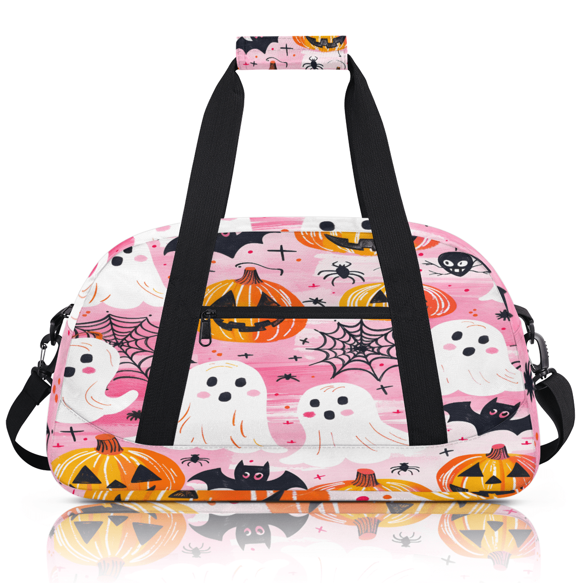 Herdesigns Halloween Sports Duffle Bag for Women & Men, Ghost Pumpkin Gym Bag Dance Bag Overnight Bag Carry On Weekender Travel Bag