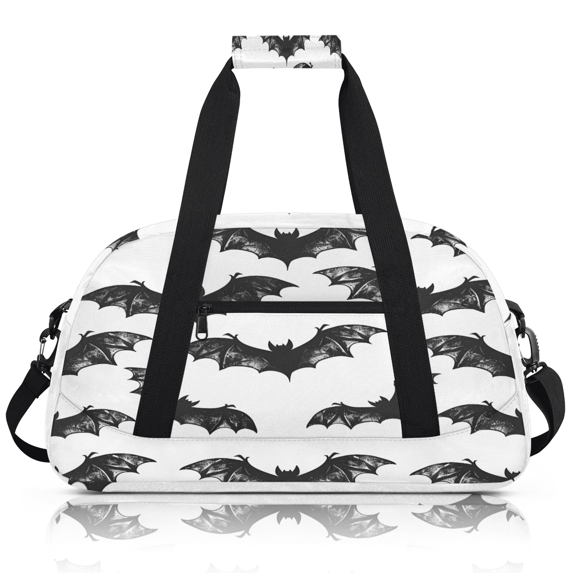 Herdesigns Halloween Sports Duffle Bag for Women & Men, Spooky Bat Gym Bag Dance Bag Overnight Bag Carry On Weekender Travel Bag