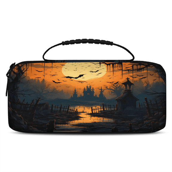 Herdesigns Halloween Yellow Carrying Case for Nintendo Switch OLED Model 2021 & Switch 2017 with 20 Game Card Slots, Portable Travel Carry Case for Accessories and Console