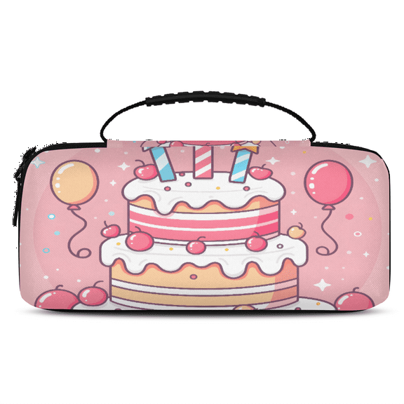 Herdesigns Happy Birthday Carry Case Compatible with Nintendo Switch 2, with 20 Game Card Slots, Cake Birthday Portable Travel Carrying Case Pouch for Accessories & Games