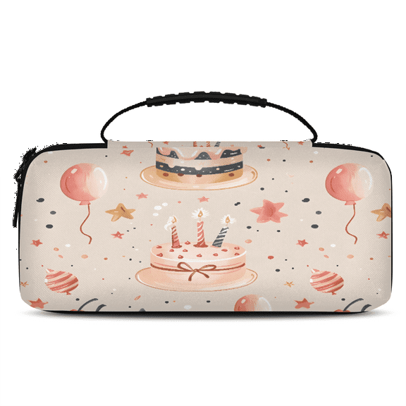 Herdesigns Happy Birthday Carry Case Compatible with Nintendo Switch 2017 & Oled 2021, with 20 Game Card Slots, Cute Cake Portable Travel Carrying Case Pouch for Accessories & Games