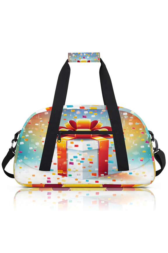 Happy Birthday Sports Duffle Bag for Women & Men, Gift Box Theme Gym Bag Dance Bag Overnight Bag Carry On Weekender Travel Bag