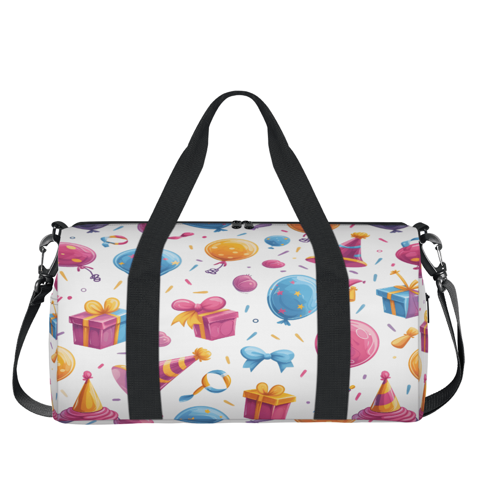 Herdesigns Happy Birthday Theme Gym Bag for Women, Duffle Bag for Travel Sport, Lightweight Waterproof Carry on Weekender Overnight Dance Yoga Workout Bags