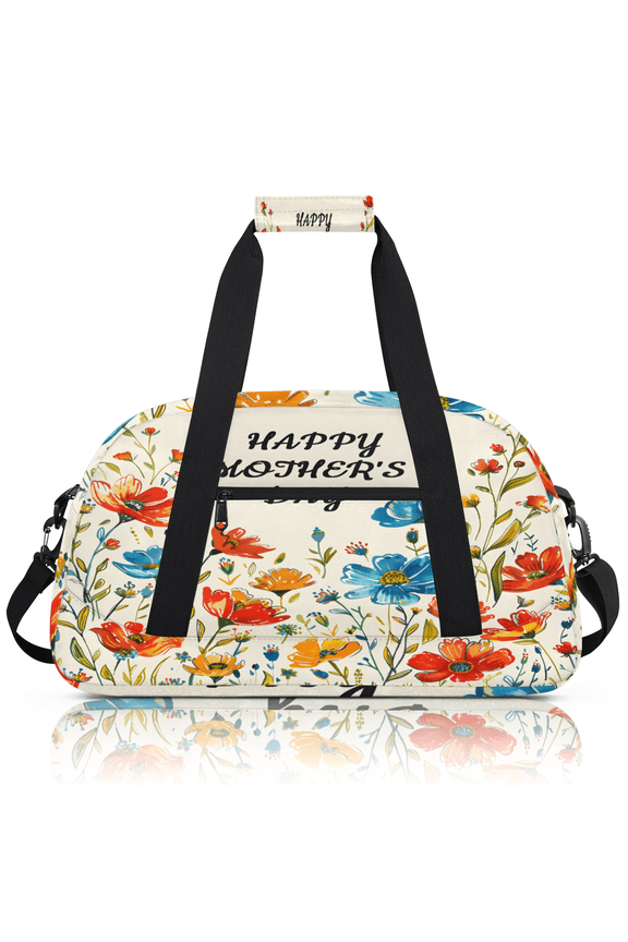 Happy Mothers' Day Sports Duffle Bag for Women & Men, Mom Floral Colorful Gym Bag Dance Bag Overnight Bag Carry On Weekender Travel Bag