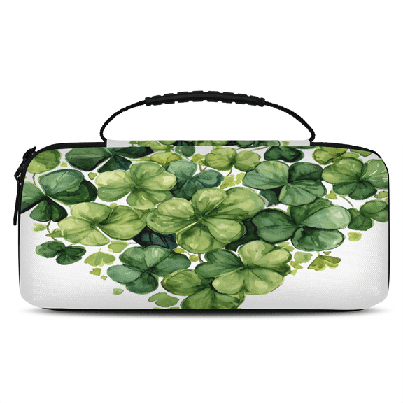 Herdesigns Heart Clover Carry Case Compatible with Nintendo Switch 2, with 20 Game Card Slots, Shamrock Irish St Patrick's Day Portable Travel Carrying Case Pouch for Accessories & Games