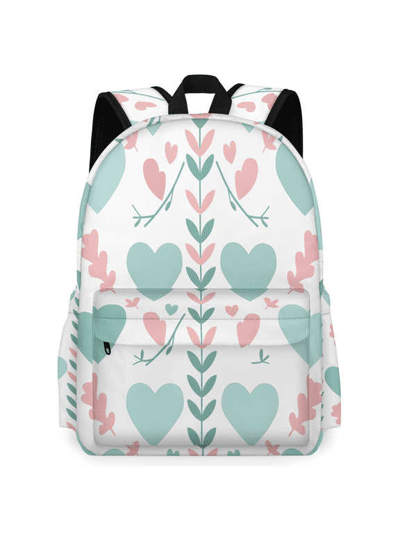 Heart Print Travel Backpack 16.3 Inch Casual Laptop Backpack for Men Women Adults Daily Daypack for Work Commuter, Cute Heart