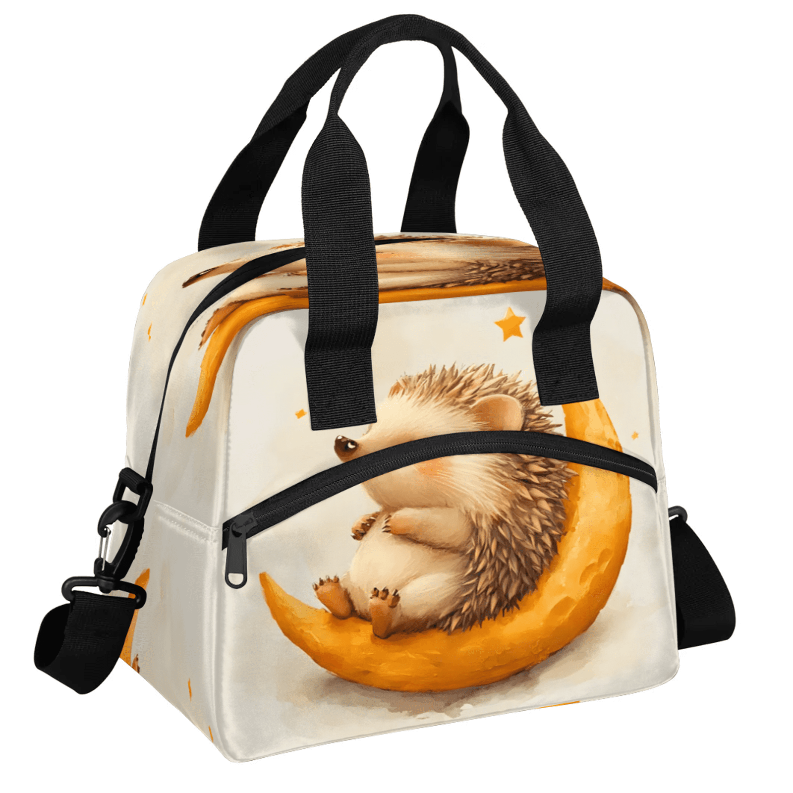 Herdesigns Hedgehog Lunch Bag for Women Men Adult, Cute Large Insulated Reusable Lunch Box Leakproof Portable Cooler Tote Bags for Work Picnic Beach