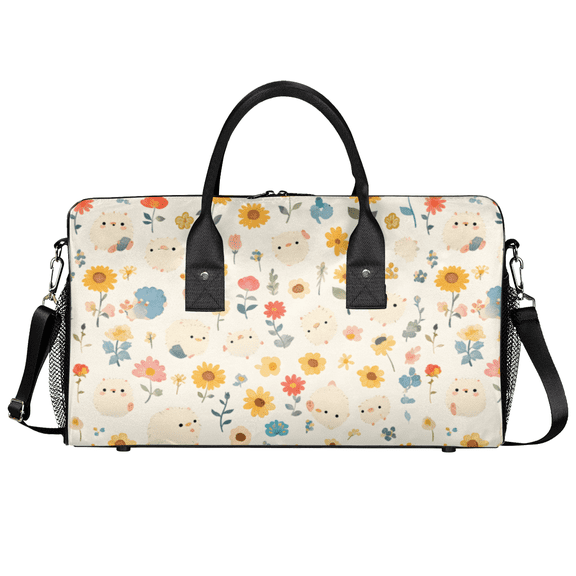 Herdesigns Hedgehog Travel Gym Bag, Spring Sunflower Sports Duffle Bag Waterproof Lightweight Weekend Carry On Tote for Men Women