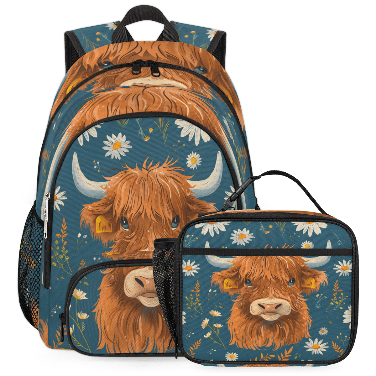 Herdesigns Highland Cattle Backpack with Lunch Box Cute Highland Cow ...