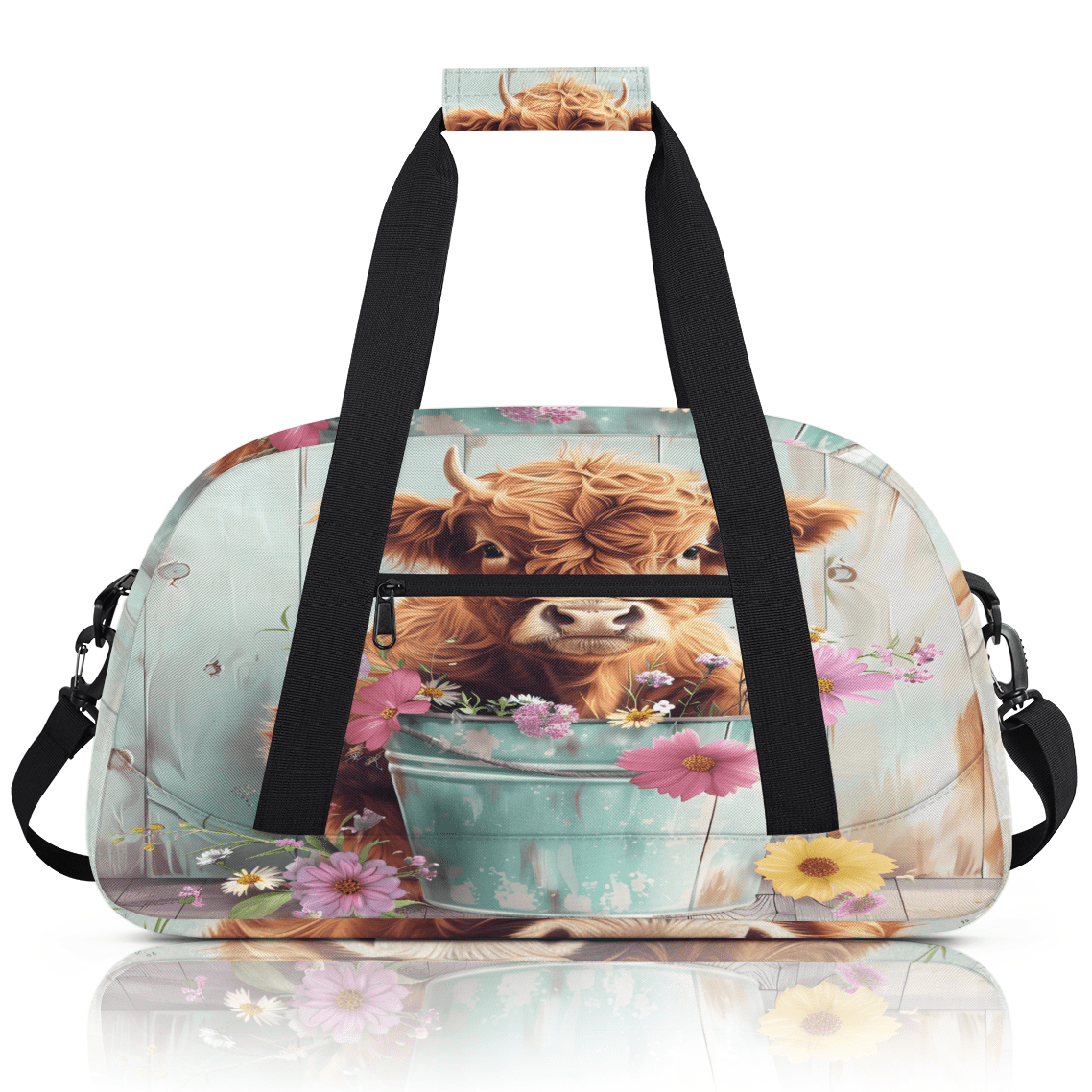 Herdesigns Highland Cow Sports Duffle Bag for Women & Men, Gym Bag Dance Bag Overnight Bag Carry On Weekender Travel Bag