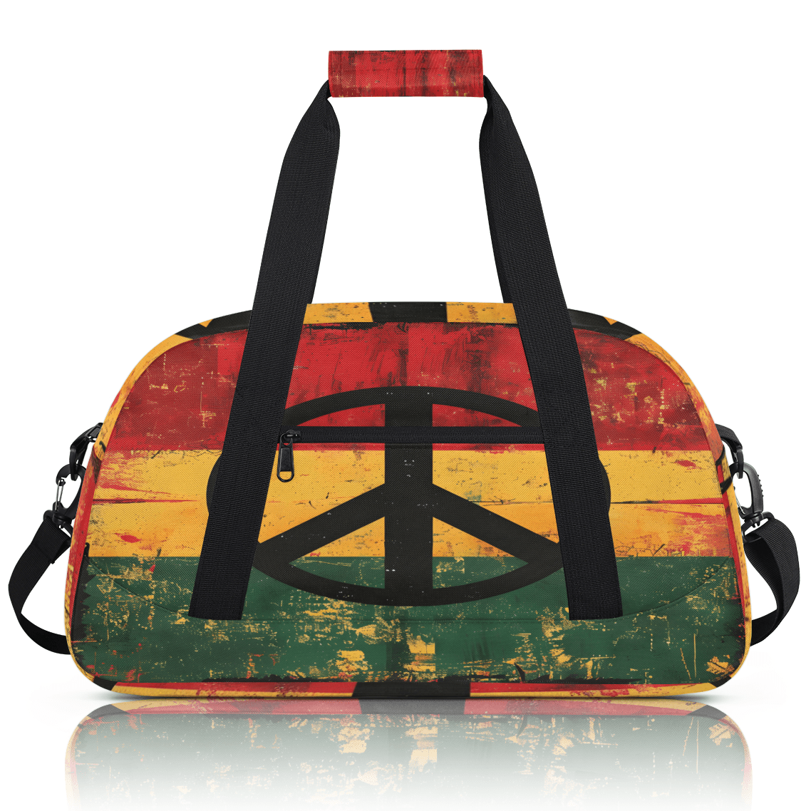 Herdesigns Hippie Peace Sign Sports Duffle Bag for Women & Men, Vintage Gym Bag Dance Bag Overnight Bag Carry On Weekender Travel Bag