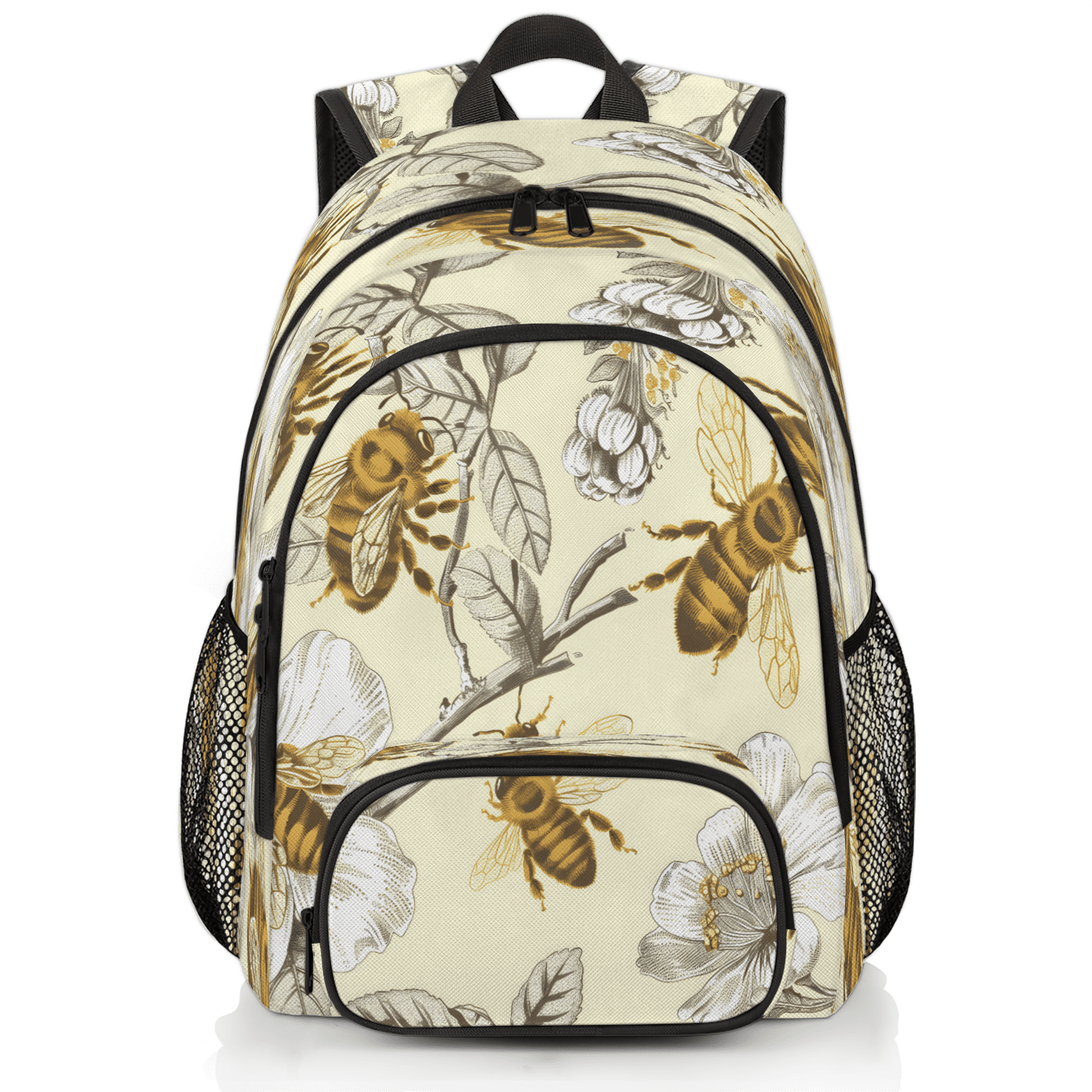 Herdesigns Honey Bee Floral Laptop Backpack for Women Men, 18.3 Inch Large Computer Backpacks Fashion Teacher Nurse Bag Casual Daypack for Work Travel