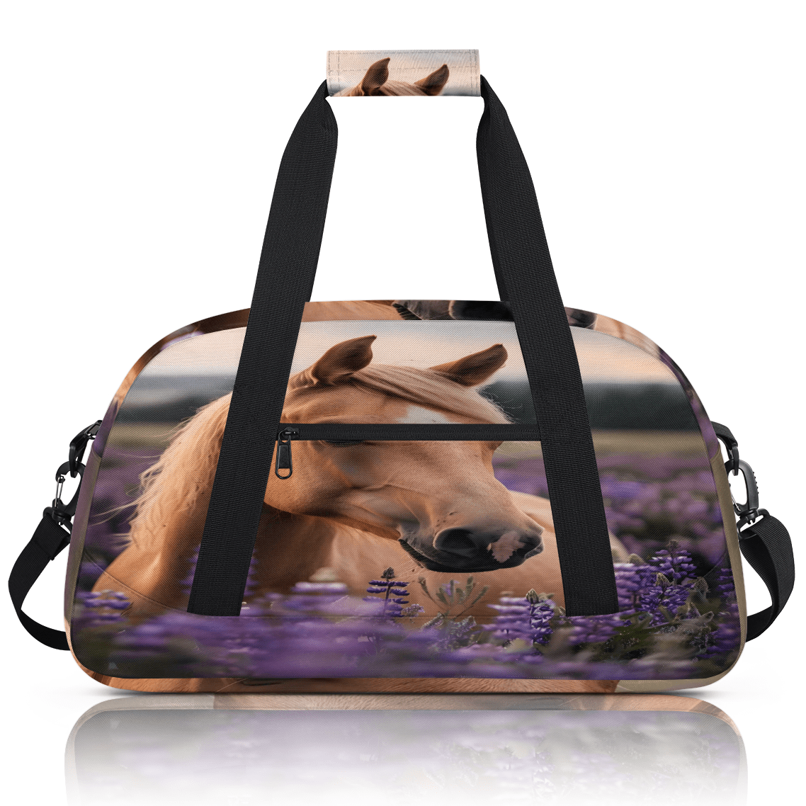 Herdesigns Horse Floral Sports Duffle Bag for Women & Men, Gym Bag Dance Bag Overnight Bag Carry On Weekender Travel Bag