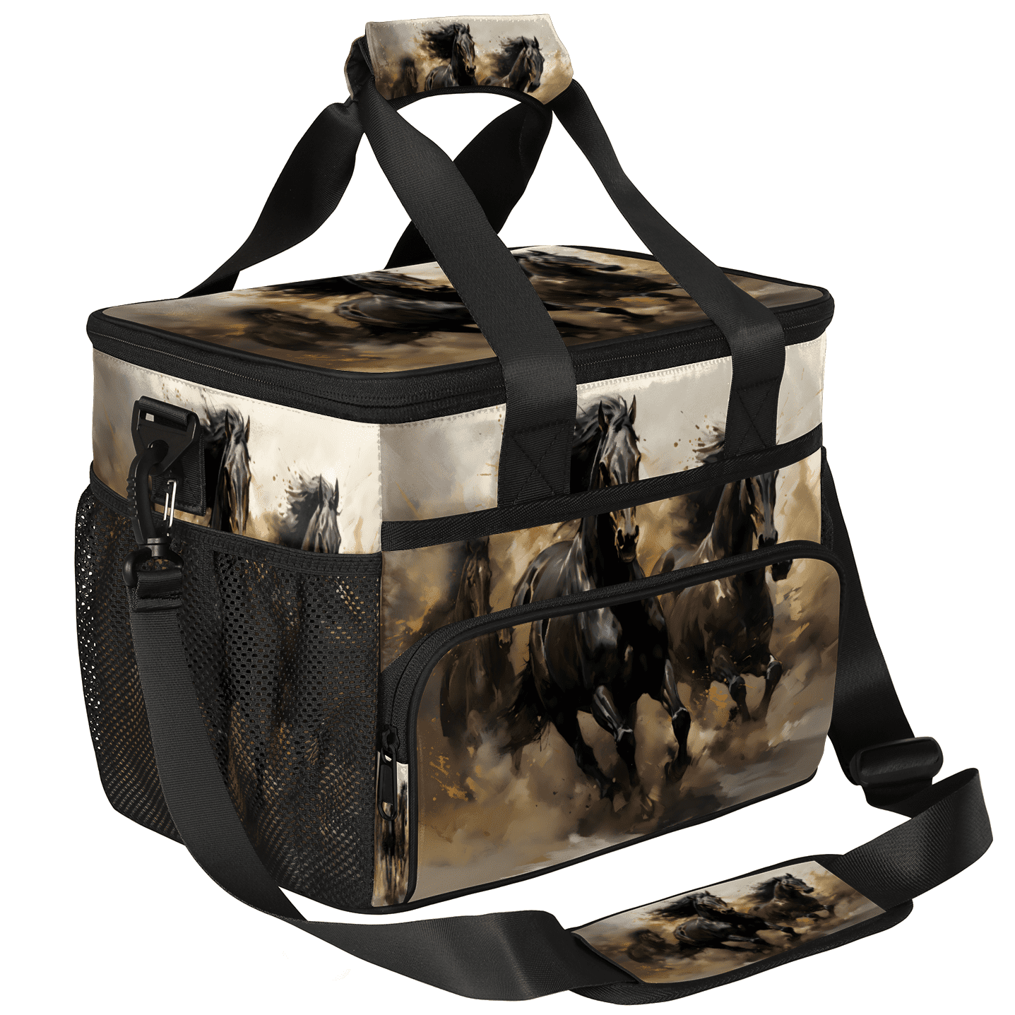 Herdesigns Horse Large Lunch Box for Adults Women Men with Adjustable Shoulder Strap, Insulated Reusable Lunch Bag Leakproof Cooler Tote Bag