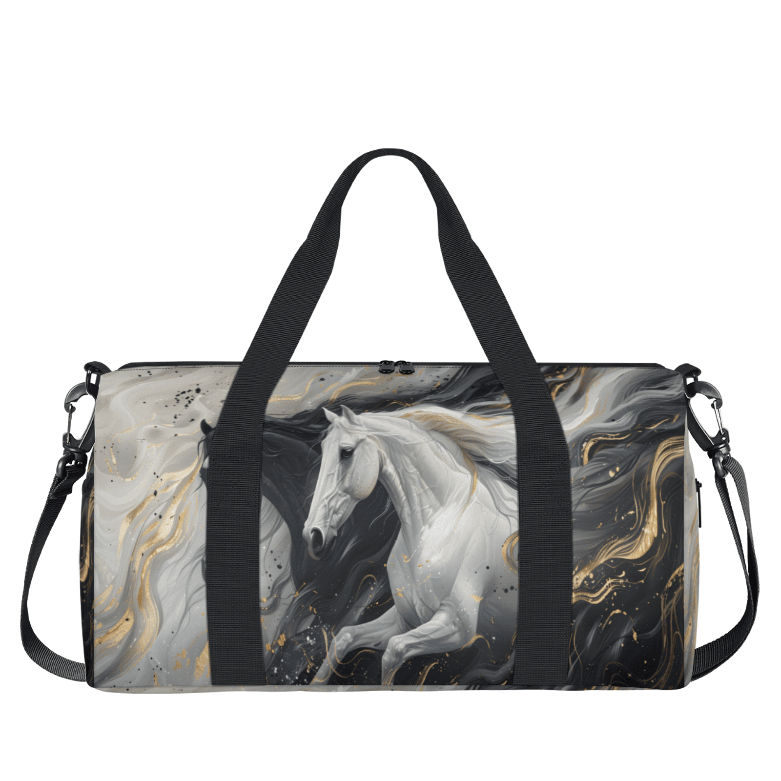 Herdesigns Horse Travel Duffle Bag Sports Yoga Weekender Overnight Carry on Workout Bags Lightweight Waterproof Gym Tote Bag for Women Marble