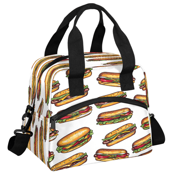 Herdesigns Hot Dog Lunch Bag for Women Men Adult, Food Large Insulated Reusable Lunch Box Leakproof Portable Cooler Tote Bags for Work Picnic Beach