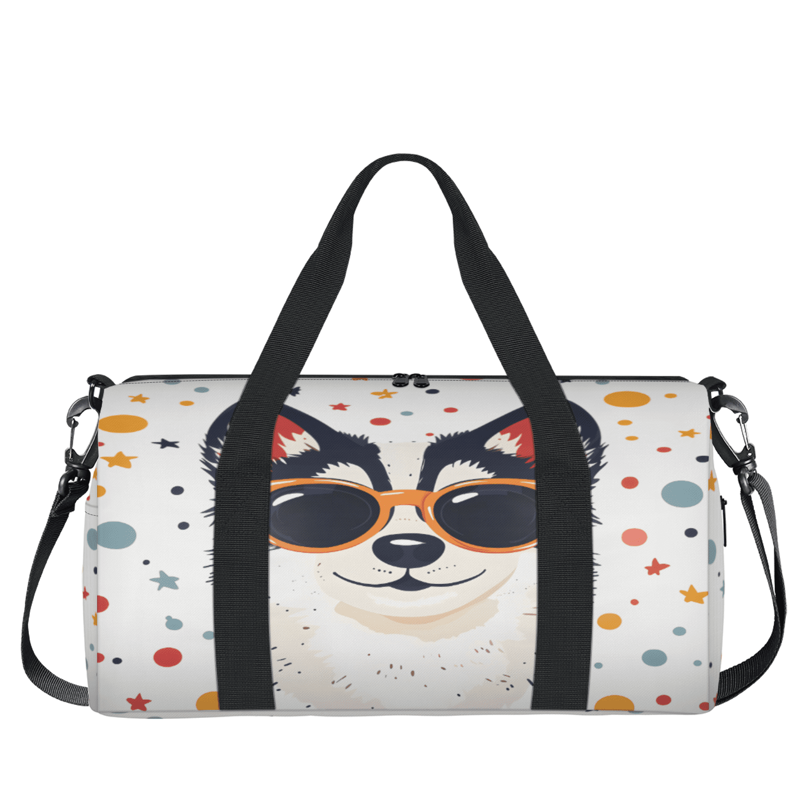 Herdesigns Husky Dog Travel Duffle Bag Sports Yoga Weekender Overnight Carry on Workout Bags Lightweight Waterproof Gym Tote Bag for Women Cute Dogs