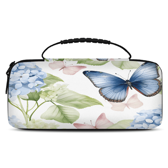Herdesigns Hydrangea Butterfly Carrying Case for Nintendo Switch OLED Model 2021 & Switch 2017 with 20 Game Card Slots, Portable Travel Carry Case for Accessories and Console