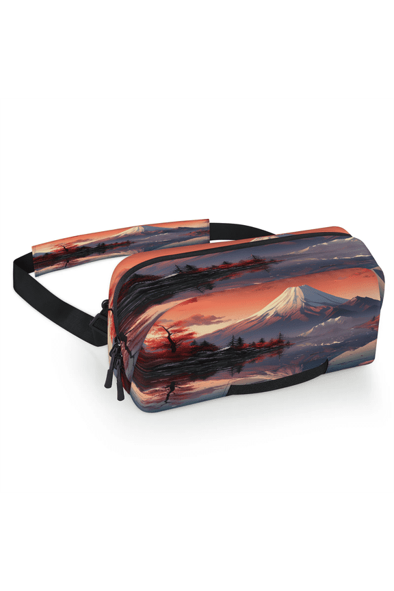 Japanese Art Carrying Case Bag for Gaming Console, Waterproof Travel Crossbody Sling Bag Compatible with Nintendo Switch 2, Adjustable Shoulder Strap Chest Bag, Japanese Theme
