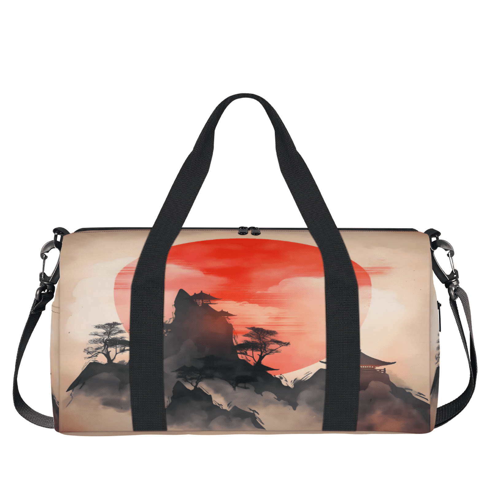 Herdesigns Japanese Chinese Oriental Art Gym Bag for Women, Duffle Bag for Travel Sport, Lightweight Waterproof Carry on Weekender Overnight Dance Yoga Workout Bags