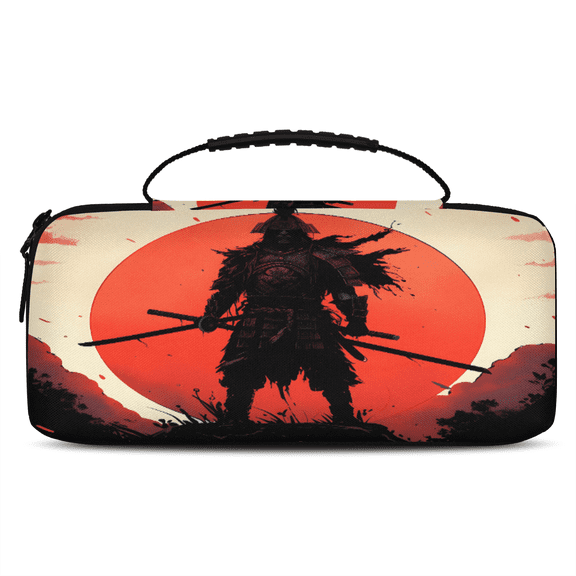 Herdesigns Japanese Samurai Carry Case Compatible with Nintendo Switch 2017 & Oled 2021, with 20 Game Card Slots, Japan Themed Portable Travel Carrying Case Pouch for Accessories & Games