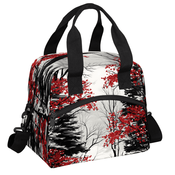 Herdesigns Japanese Style Insulated Lunch Bag for Women Men Adults Large Reusable Lunch Box Vintage Painting Leakproof Cooler Tote Bags with Adjustable Shoulder Strap