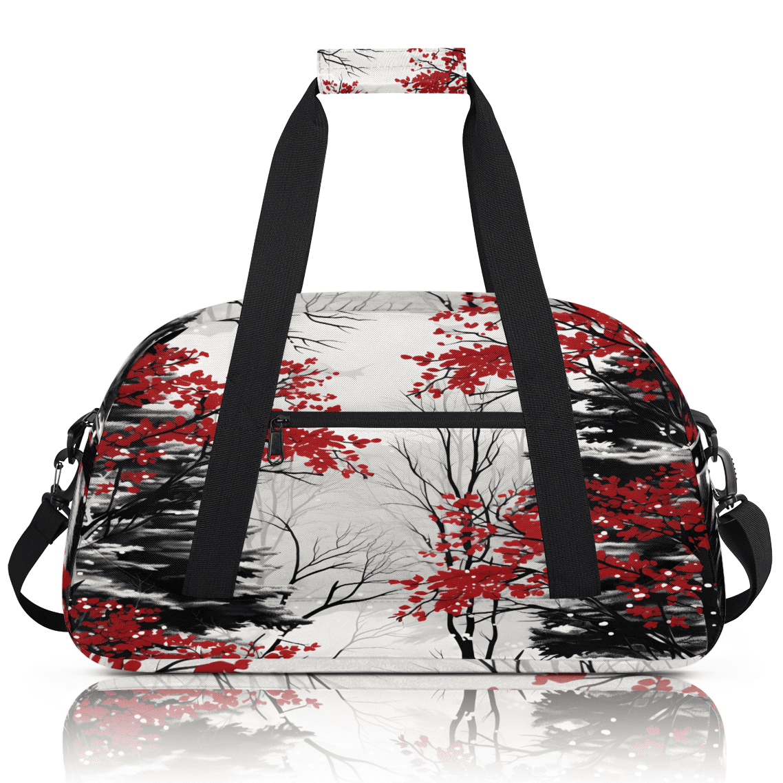 Herdesigns Japanese Style Sports Duffle Bag for Women & Men, Vintage Painting Gym Bag Dance Bag Overnight Bag Carry On Weekender Travel Bag