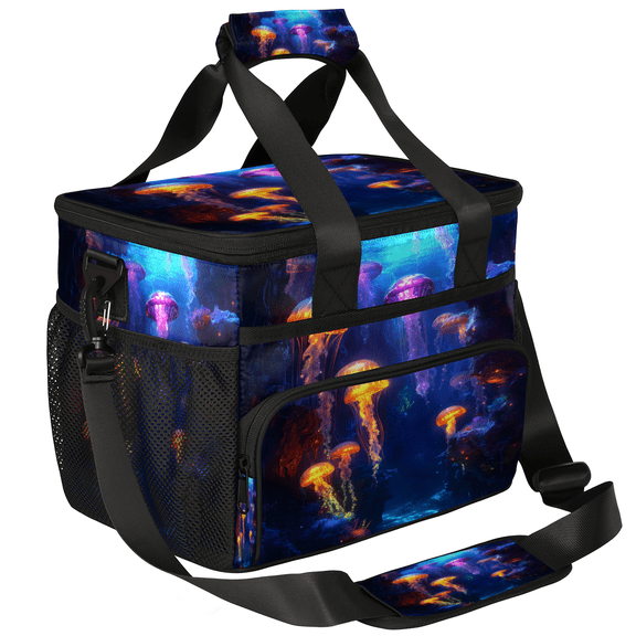 Herdesigns Jellyfish Large Insulated Lunch Box for Adults Women Men with Adjustable Shoulder Strap, Ocean Animal Reusable Cooler Lunch Bag for Offices Picnic Hiking Beach