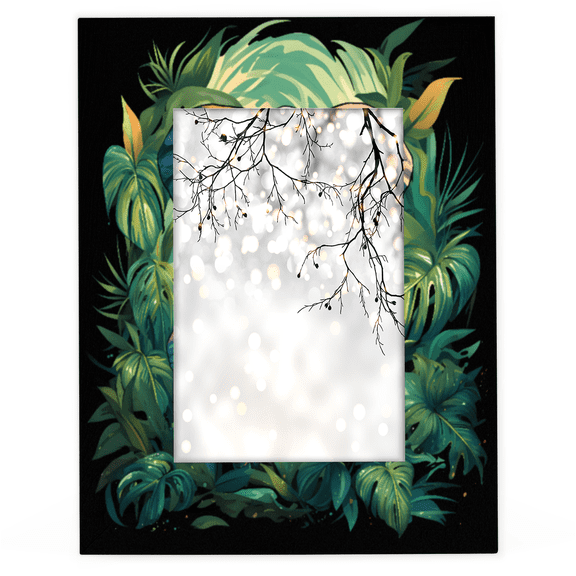 Herdesigns Jungle Elephant 5x7 Picture Frame, Wood Photo Frame for Living Room Bedroom, Vertical & Horizontal Display