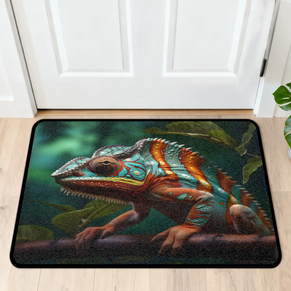 Herdesigns Jungle Lizard Outdoor Doormat, Non-Slip Welcome Door Mat, Decorative Entry Rug for Front Doors, 16" x 24"