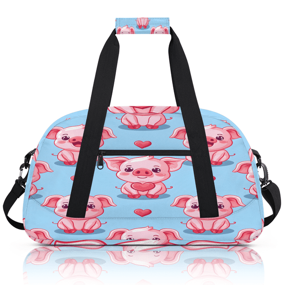 Herdesigns Kawaii Pig Sports Duffle Bag for Women & Men, Cartoon Pig Gym Bag Dance Bag Overnight Bag Carry On Weekender Travel Bag