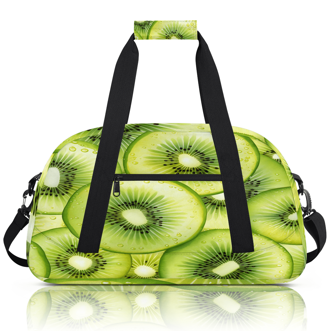 Herdesigns Kiwifruit Sports Duffle Bag for Women & Men, Summer Tropical Fruits Green Gym Bag Dance Bag Overnight Bag Carry On Weekender Travel Bag