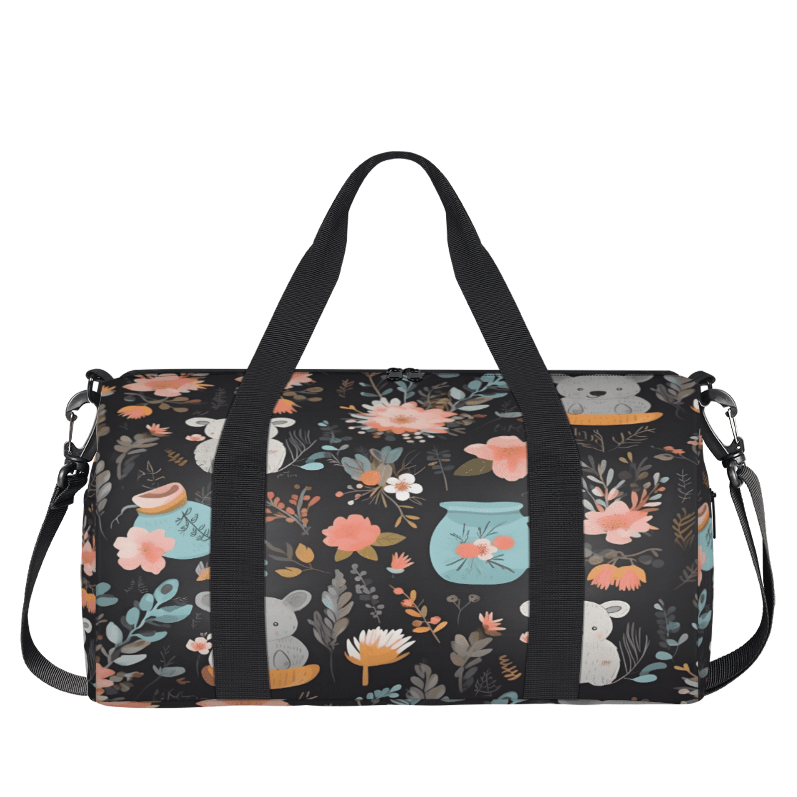 Herdesigns Koala Gym Bag for Women, Duffle Bag for Travel Sport, Flower Koala Lightweight Waterproof Carry on Weekender Dance Yoga Workout Bags
