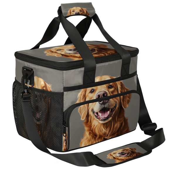 Herdesigns Labrador Dog Large Insulated Lunch Box for Adults Women Men with Adjustable Shoulder Strap, Cute Reusable Cooler Lunch Bag for Offices Picnic Hiking Beach