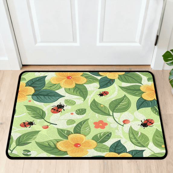 Library Entrance Rug Herdesigns Ladybugs Outdoor Doormat, Non-Slip Welcome Door Mat, 16